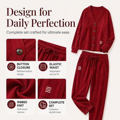 🌸Hot Sale 50% OFF🤎 Women’s two-piece loungewear set | Textured corduroy, easy to style