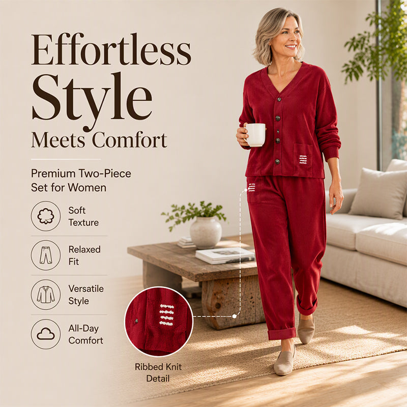🌸Hot Sale 50% OFF🤎 Women’s two-piece loungewear set | Textured corduroy, easy to style
