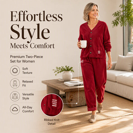 🌸Hot Sale 50% OFF🤎 Women’s two-piece loungewear set | Textured corduroy, easy to style