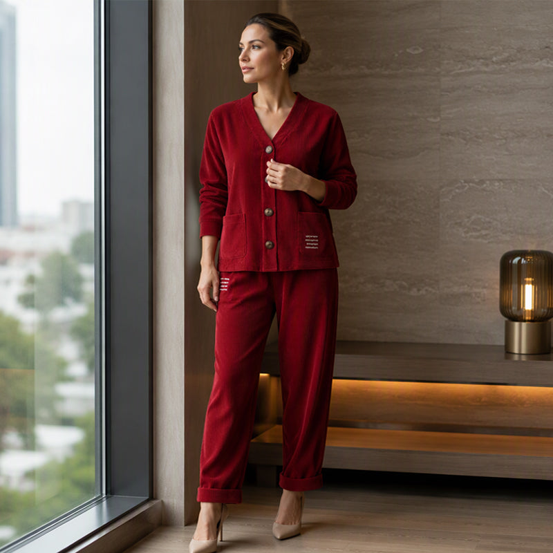 🌸Hot Sale 50% OFF🤎 Women’s two-piece loungewear set | Textured corduroy, easy to style