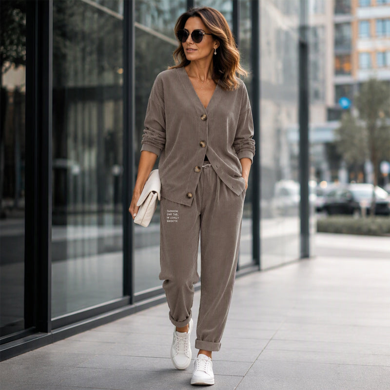 🌸Hot Sale 50% OFF🤎 Women’s two-piece loungewear set | Textured corduroy, easy to style