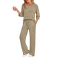 Women's Ribbed Knit Top & Straight Pants Set