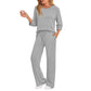 Women's Ribbed Knit Top & Straight Pants Set