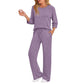 Women's Ribbed Knit Top & Straight Pants Set