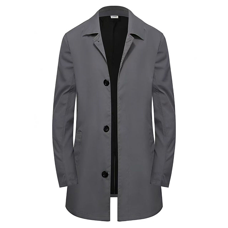 🍂 Men's Minimalist Single-Breasted Mid-Length Coat