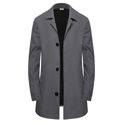 🍂 Men's Minimalist Single-Breasted Mid-Length Coat
