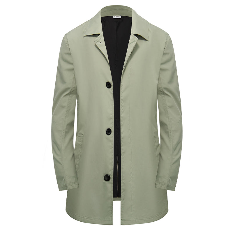 🍂 Men's Minimalist Single-Breasted Mid-Length Coat