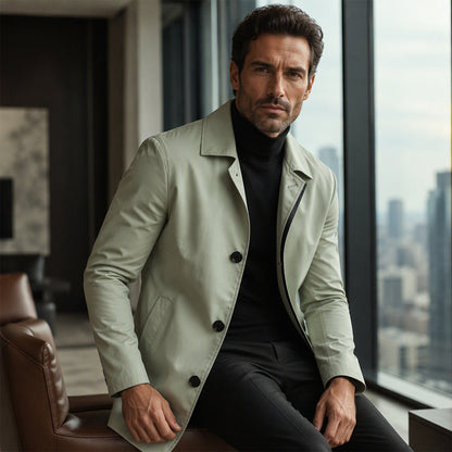 🍂 Men's Minimalist Single-Breasted Mid-Length Coat