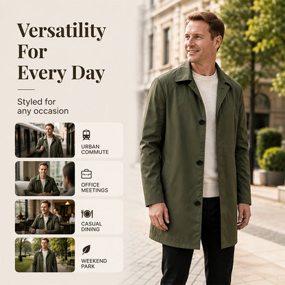 🍂 Men's Minimalist Single-Breasted Mid-Length Coat