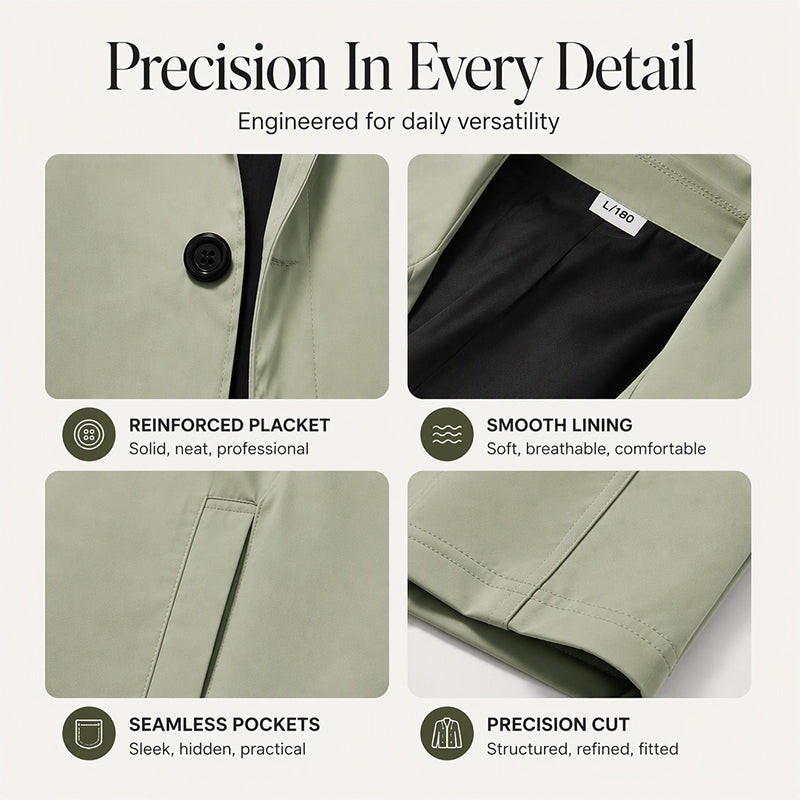 🍂 Men's Minimalist Single-Breasted Mid-Length Coat