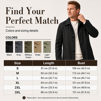 🍂 Men's Minimalist Single-Breasted Mid-Length Coat