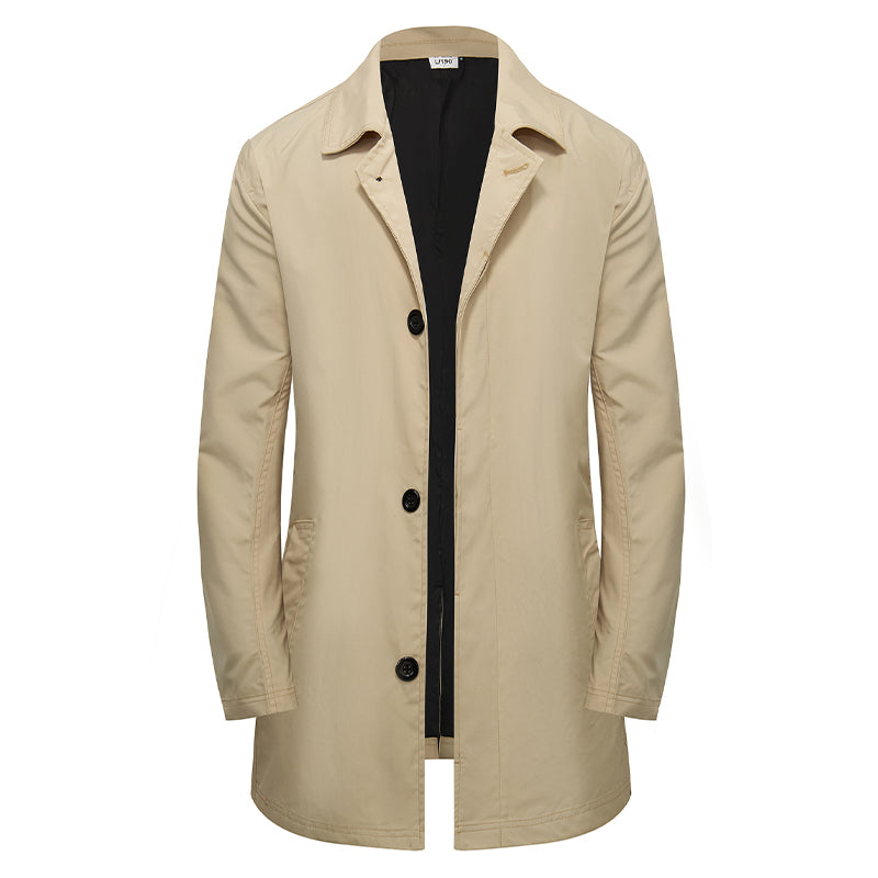 🍂 Men's Minimalist Single-Breasted Mid-Length Coat