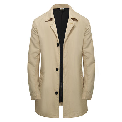 🍂 Men's Minimalist Single-Breasted Mid-Length Coat
