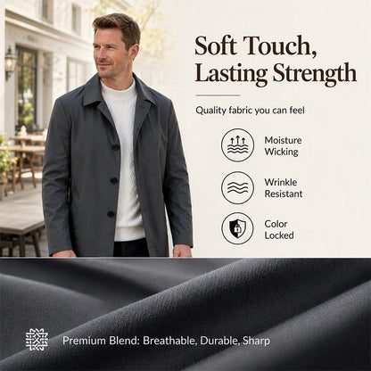 🍂 Men's Minimalist Single-Breasted Mid-Length Coat