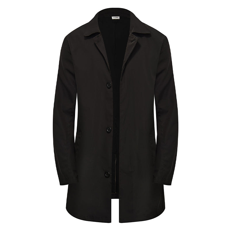 🍂 Men's Minimalist Single-Breasted Mid-Length Coat