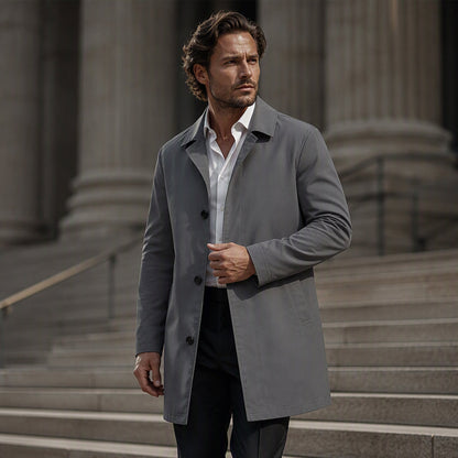 🍂 Men's Minimalist Single-Breasted Mid-Length Coat