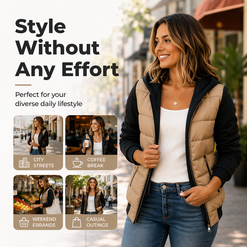 Women's Color-Block Padded Hooded Jacket