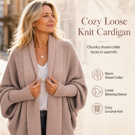 💖Black Friday Mega Deal💖 Women's Loose Batwing Sleeve Knit Cardigan Open Front Shawl for Autumn and Winter