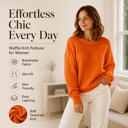 💖Women's Waffle Knit Loose‑Fit Sweatshirt