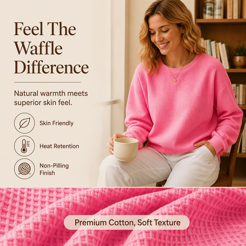 💖Women's Waffle Knit Loose‑Fit Sweatshirt