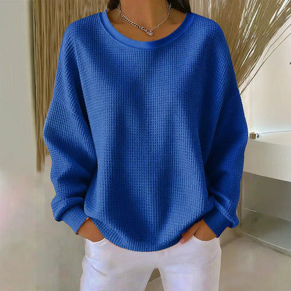 💖Women's Waffle Knit Loose‑Fit Sweatshirt