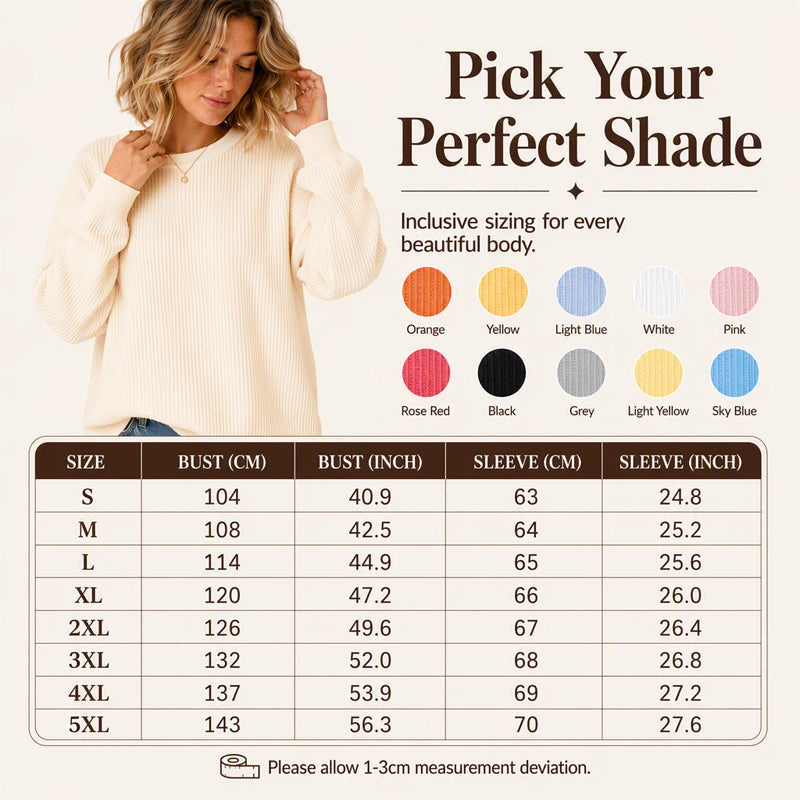 💖Women's Waffle Knit Loose‑Fit Sweatshirt