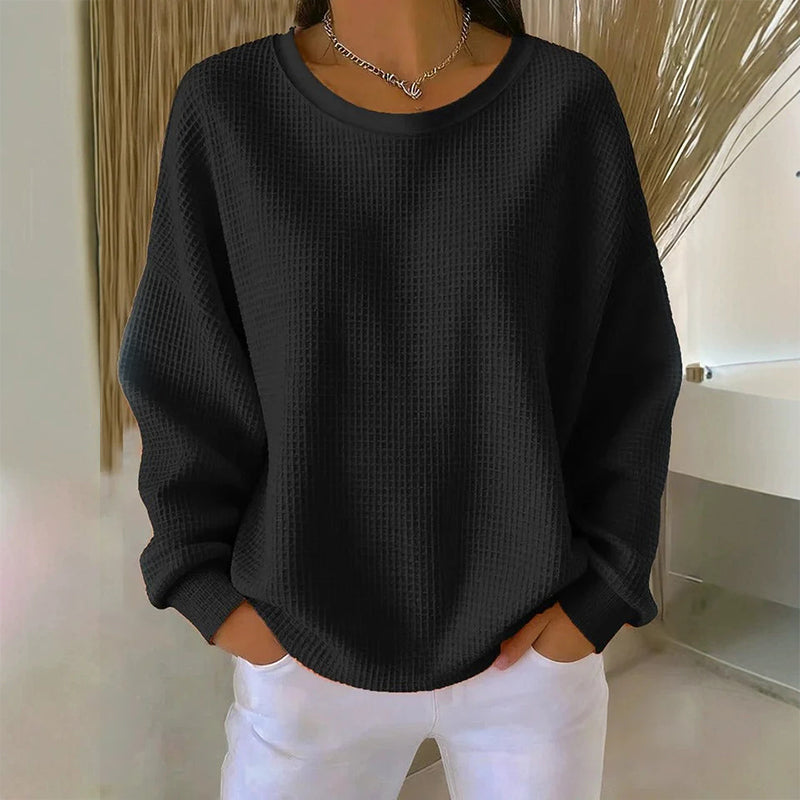 💖Women's Waffle Knit Loose‑Fit Sweatshirt