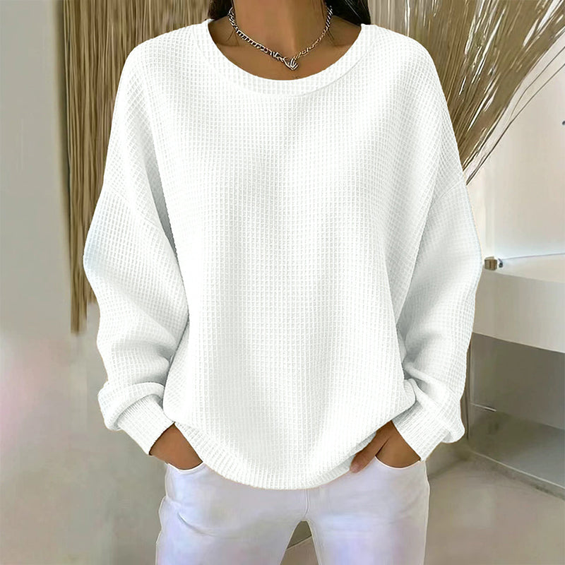 💖Women's Waffle Knit Loose‑Fit Sweatshirt