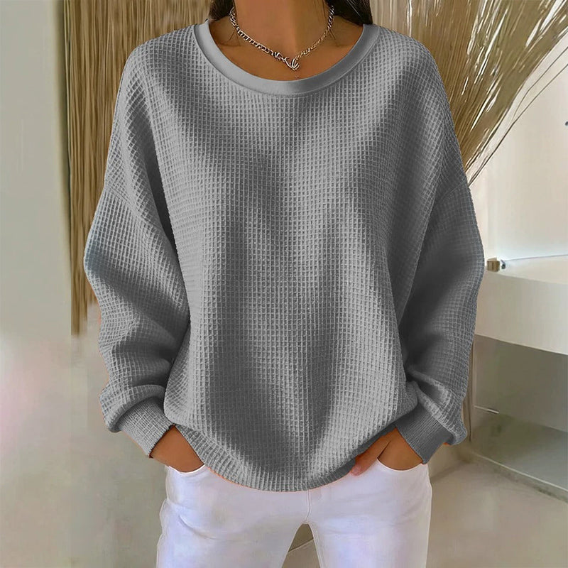 💖Women's Waffle Knit Loose‑Fit Sweatshirt