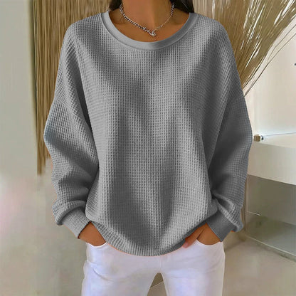 💖Women's Waffle Knit Loose‑Fit Sweatshirt