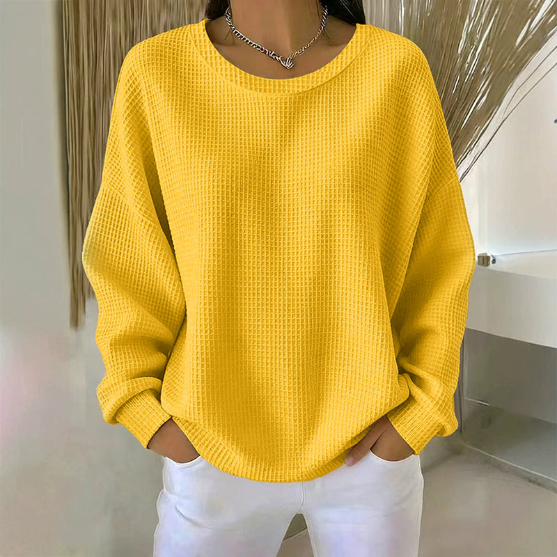 💖Women's Waffle Knit Loose‑Fit Sweatshirt