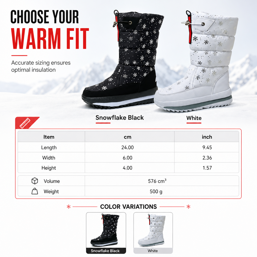Women's High‑Top Winter Snow Boots, Waterproof Non‑Slip Tall Boots with Thick Plush Lining & Thick Sole for Outdoor Snowy Days👢