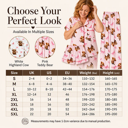 🐮Cute Highland Cow Print, 3-Piece Fun Pajama Set – Cozy Lounge & Sleepwear ✨