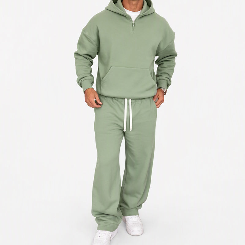 ❄️ Men's Casual Half-Zip Hoodie & Wide-Leg Pants Set | Effortless Matching & Everyday Comfort ✨