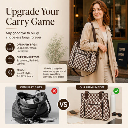 👜 Casual Large Capacity Checkerboard Tote Bag