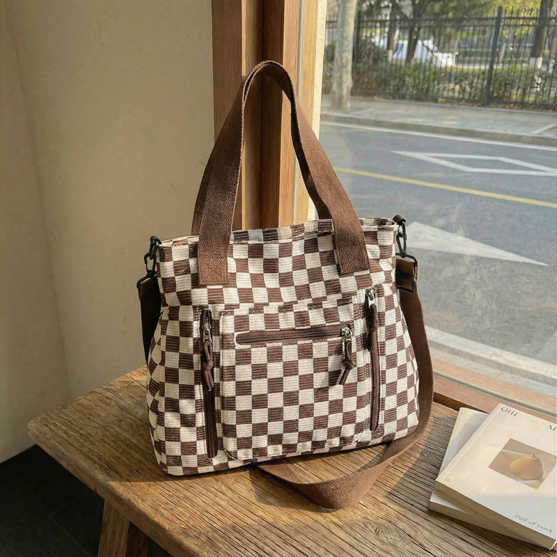 👜 Casual Large Capacity Checkerboard Tote Bag