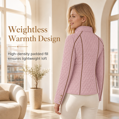 Women's Lightweight Quilted Padded Zipper with Stand Collar for Spring and Winter