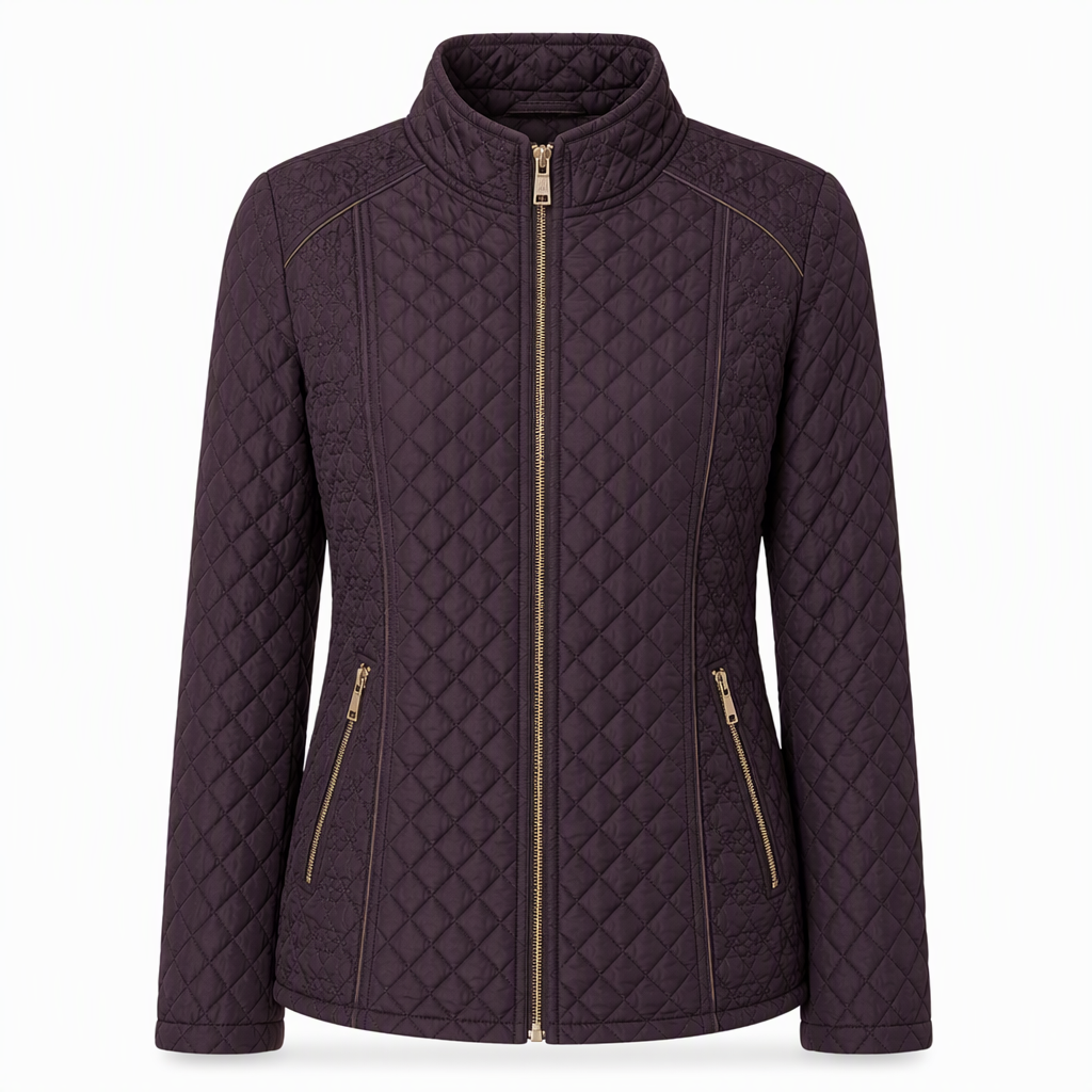 Women's Lightweight Quilted Padded Zipper with Stand Collar for Spring and Winter