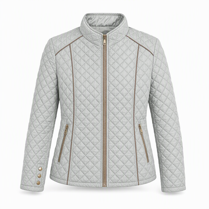 Women's Lightweight Quilted Padded Zipper with Stand Collar for Spring and Winter