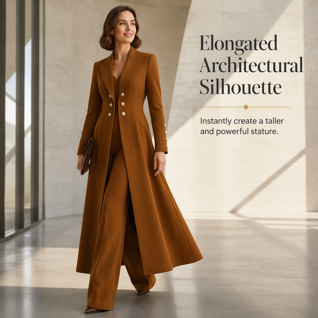 ⏰  💖Black Friday Mega Deal – 50% off!💖✨Women's Elegant Autumn 2 Piece Outfit Set with Retro Long Sleeve Coat and Simple Trousers