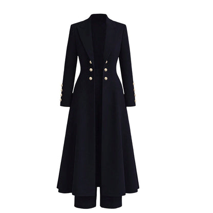 ⏰  💖Black Friday Mega Deal – 50% off!💖✨Women's Elegant Autumn 2 Piece Outfit Set with Retro Long Sleeve Coat and Simple Trousers