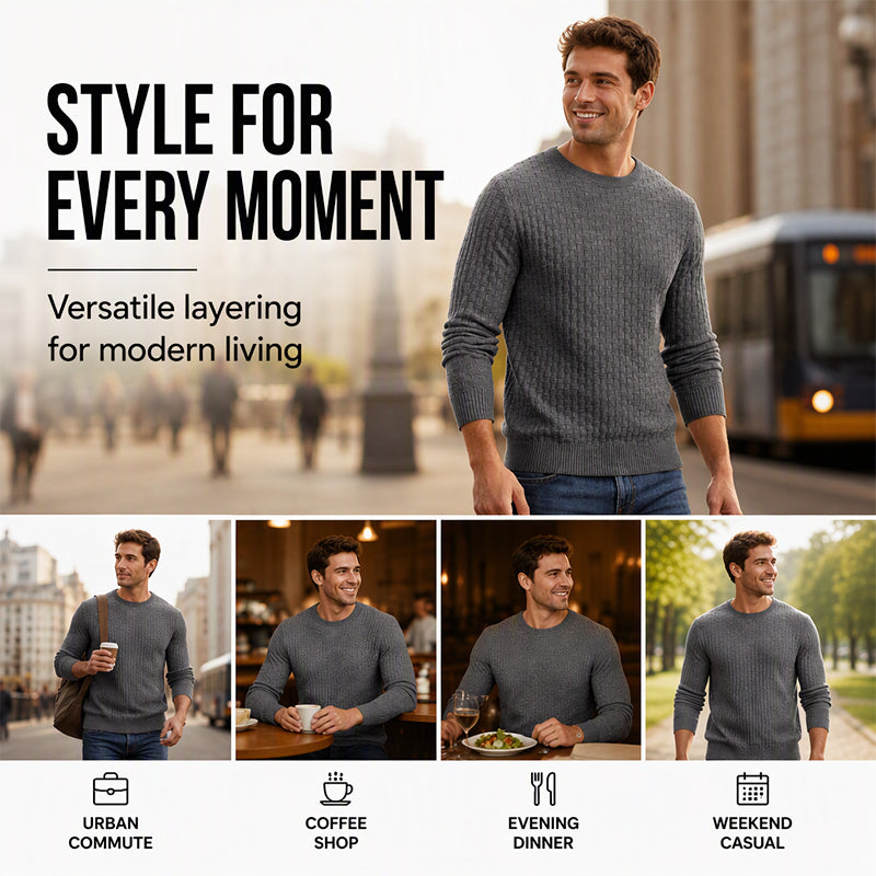 Men's Casual Crew Neck Knitted Sweater