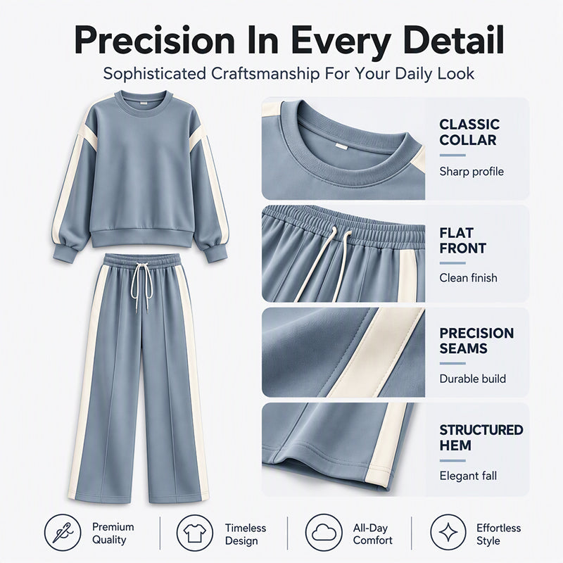 Women's Crewneck Sweatshirt & Wide-Leg Pants Set