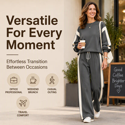 Women's Crewneck Sweatshirt & Wide-Leg Pants Set