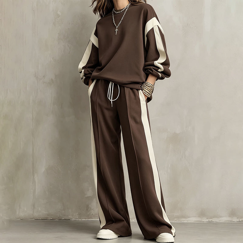 Women's Crewneck Sweatshirt & Wide-Leg Pants Set