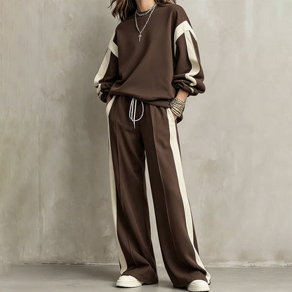 Women's Crewneck Sweatshirt & Wide-Leg Pants Set