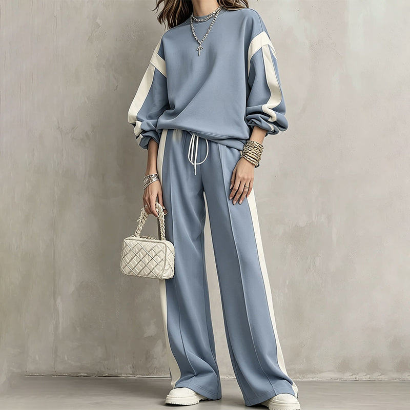 Women's Crewneck Sweatshirt & Wide-Leg Pants Set
