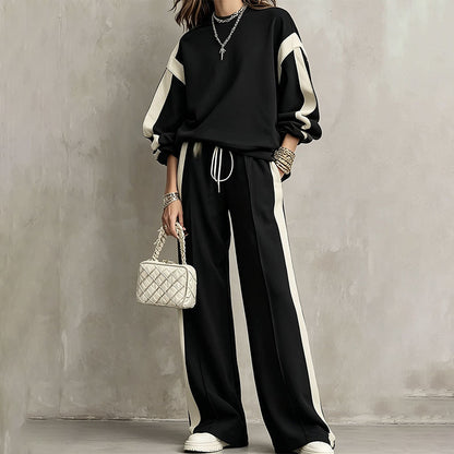 Women's Crewneck Sweatshirt & Wide-Leg Pants Set