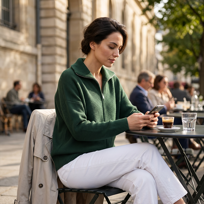 Women's Ribbed Knit Zip-Up Cardigan