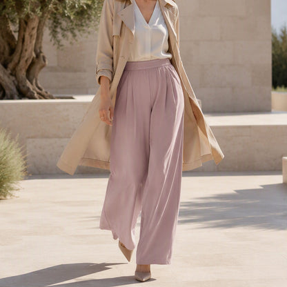 Women's Lightweight High-Waist Wide-Leg Pants
